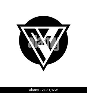 PJ logo with negative space triangle and circle shape design template isolated on white background Stock Vector