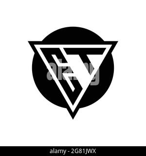 ET logo with negative space triangle and circle shape design template isolated on white background Stock Vector