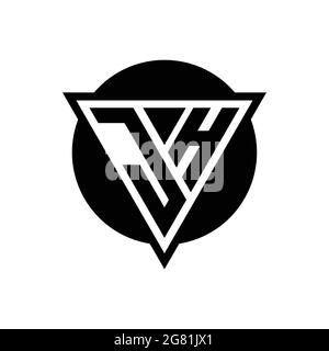 JH logo with negative space triangle and circle shape design template isolated on white background Stock Vector