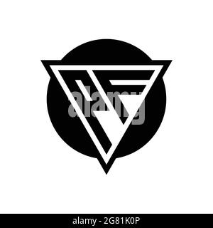 PF logo with negative space triangle and circle shape design template isolated on white background Stock Vector