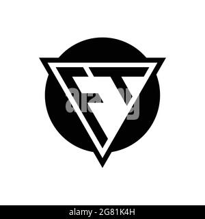 FT logo with negative space triangle and circle shape design template isolated on white background Stock Vector