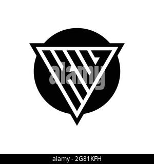 KW logo with negative space triangle and circle shape design template isolated on white background Stock Vector