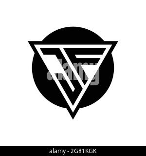 JF logo with negative space triangle and circle shape design template isolated on white background Stock Vector