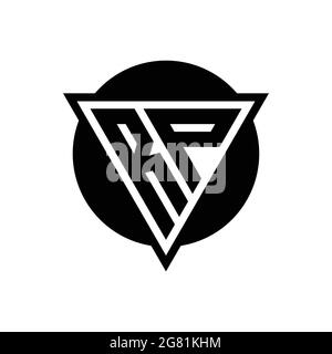 RP logo with negative space triangle and circle shape design template isolated on white background Stock Vector