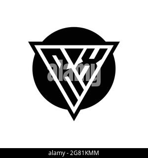 RX logo with negative space triangle and circle shape design template isolated on white background Stock Vector