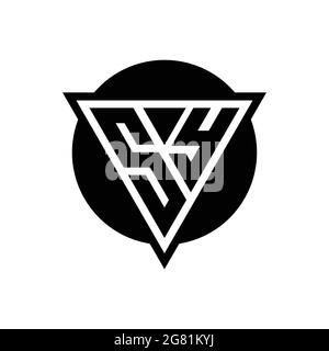 SY logo with negative space triangle and circle shape design template isolated on white background Stock Vector