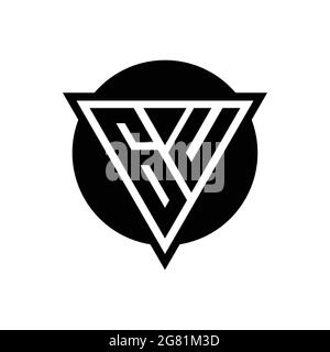 GU logo with negative space triangle and circle shape design template isolated on white background Stock Vector