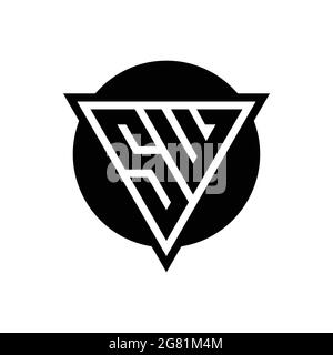 SW logo with negative space triangle and circle shape design template isolated on white background Stock Vector