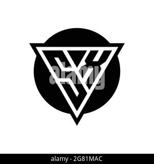 SX logo with negative space triangle and circle shape design template isolated on white background Stock Vector