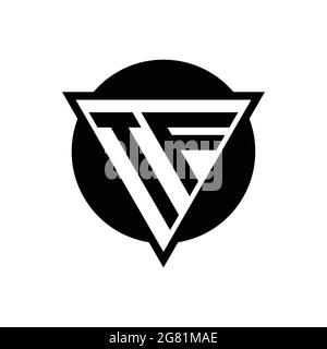 TF logo with negative space triangle and circle shape design template isolated on white background Stock Vector