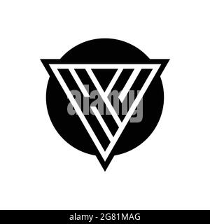 HU logo with negative space triangle and circle shape design template isolated on white background Stock Vector