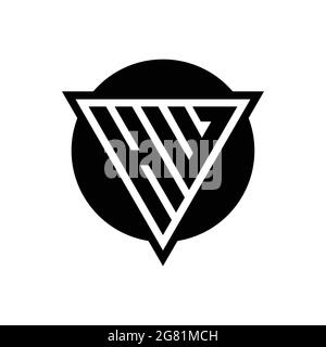 HW logo with negative space triangle and circle shape design template isolated on white background Stock Vector