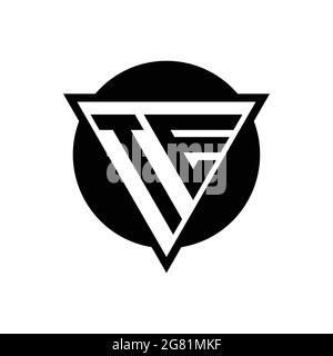 TE logo with negative space triangle and circle shape design template isolated on white background Stock Vector