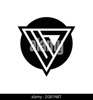 UD logo with negative space triangle and circle shape design template isolated on white background Stock Vector
