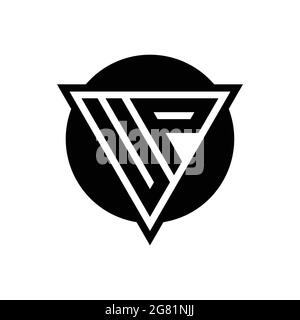 UP logo with negative space triangle and circle shape design template isolated on white background Stock Vector
