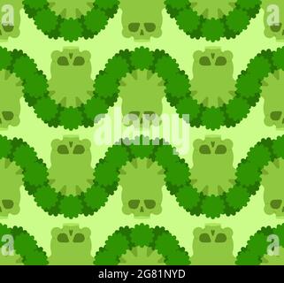Skull broccoli pattern seamless. Deadly scary vegetable background Stock Vector