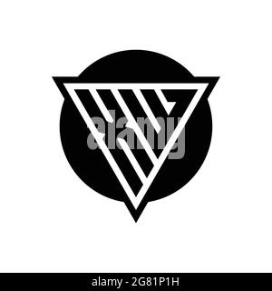 XW logo with negative space triangle and circle shape design template isolated on white background Stock Vector