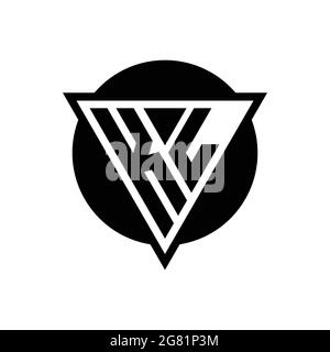 KL logo with negative space triangle and circle shape design template isolated on white background Stock Vector