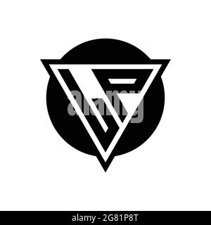 LP logo with negative space triangle and circle shape design template isolated on white background Stock Vector