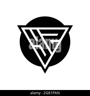 YZ logo with negative space triangle and circle shape design template isolated on white background Stock Vector