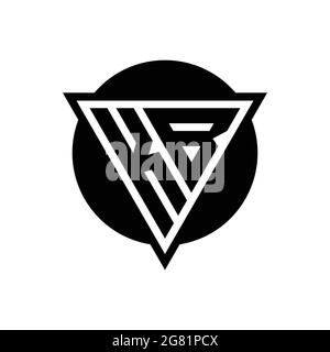 KB logo with negative space triangle and circle shape design template isolated on white background Stock Vector