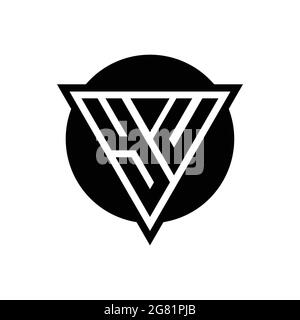 YU logo with negative space triangle and circle shape design template isolated on white background Stock Vector