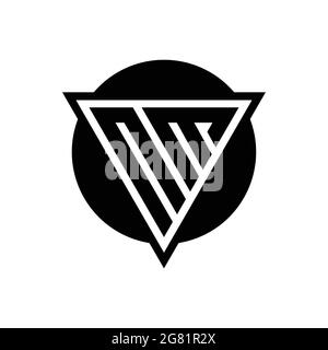 NM logo with negative space triangle and circle shape design template isolated on white background Stock Vector