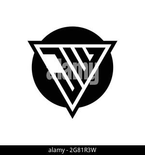 JW logo with negative space triangle and circle shape design template isolated on white background Stock Vector