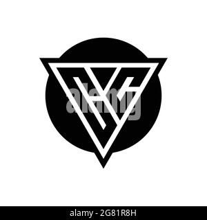 CC logo with negative space triangle and circle shape design template isolated on white background Stock Vector