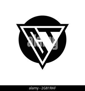 CT logo with negative space triangle and circle shape design template isolated on white background Stock Vector