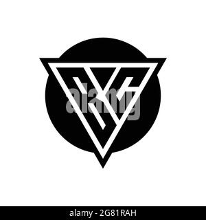 BC logo with negative space triangle and circle shape design template isolated on white background Stock Vector