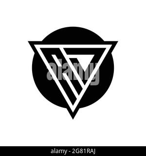 AD logo with negative space triangle and circle shape design template isolated on white background Stock Vector