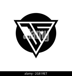 JG logo with negative space triangle and circle shape design template isolated on white background Stock Vector