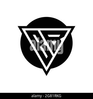 BB logo with negative space triangle and circle shape design template isolated on white background Stock Vector