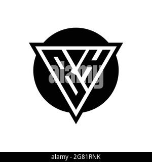 BH logo with negative space triangle and circle shape design template isolated on white background Stock Vector