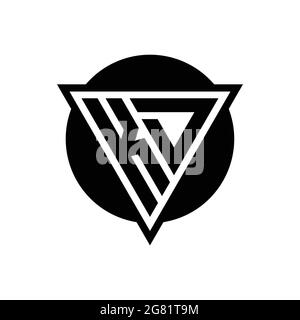 KD logo with negative space triangle and circle shape design template isolated on white background Stock Vector