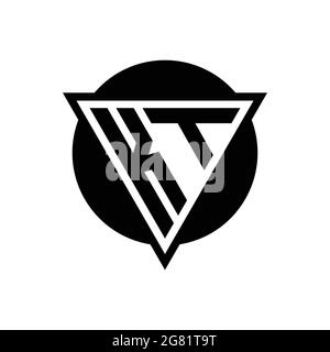 KT logo with negative space triangle and circle shape design template isolated on white background Stock Vector