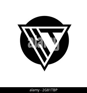 HT logo with negative space triangle and circle shape design template isolated on white background Stock Vector