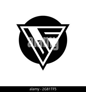 LF logo with negative space triangle and circle shape design template isolated on white background Stock Vector