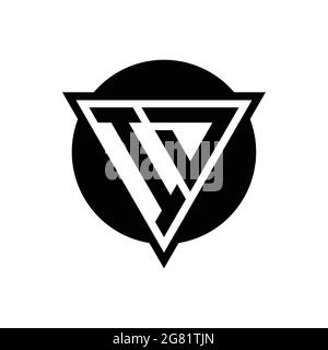 ID logo with negative space triangle and circle shape design template isolated on white background Stock Vector