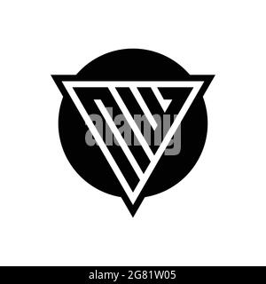 NW logo with negative space triangle and circle shape design template isolated on white background Stock Vector