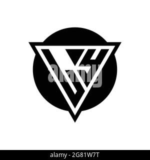 LY logo with negative space triangle and circle shape design template isolated on white background Stock Vector