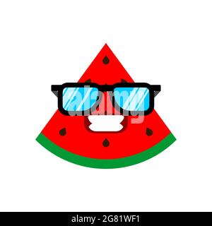 Watermelon with glasses isolated. Watermelon cool vector illustration Stock Vector