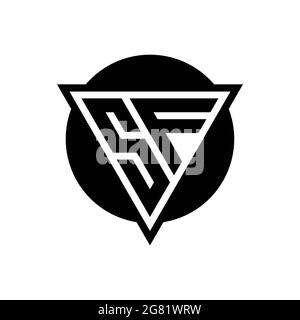 SF logo with negative space triangle and circle shape design template isolated on white background Stock Vector