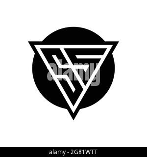 SS logo with negative space triangle and circle shape design template isolated on white background Stock Vector