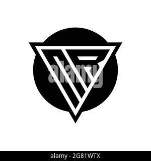 NR logo with negative space triangle and circle shape design template isolated on white background Stock Vector