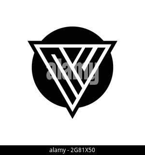 NU logo with negative space triangle and circle shape design template isolated on white background Stock Vector