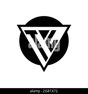 TL logo with negative space triangle and circle shape design template isolated on white background Stock Vector