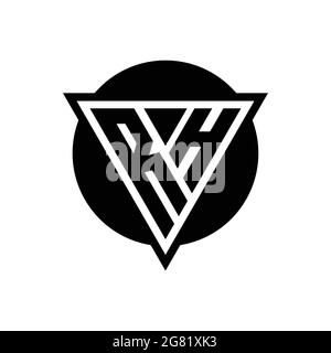 RH logo with negative space triangle and circle shape design template isolated on white background Stock Vector