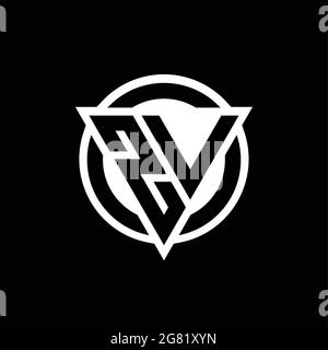 ZV logo with negative space triangle shape and circle rounded design template isolated on black background Stock Vector